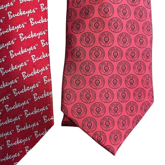 Ohio State Buckeyes Tie Bundle 2 pc Set Lot Classic Red Silk Maroon Necktie (15 - Picture 3 of 9
